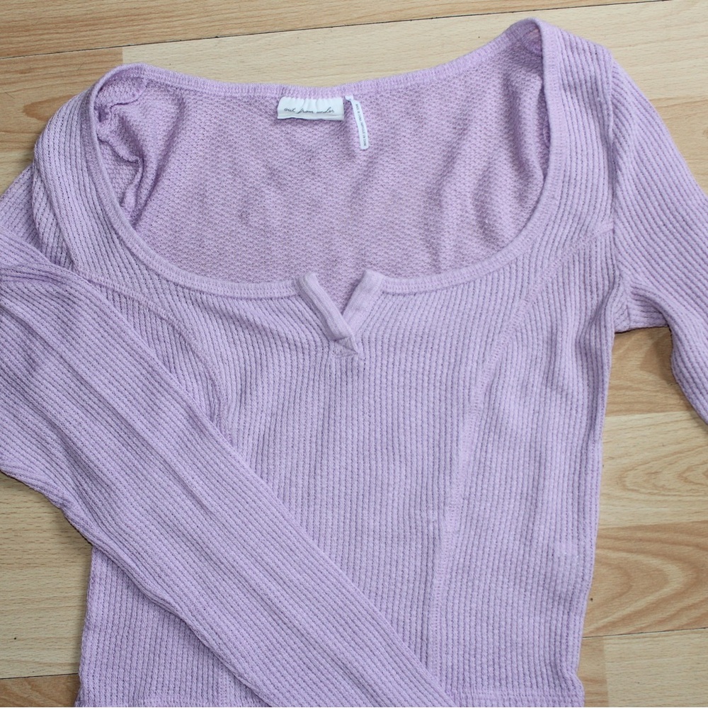 Lavender Ribbed Long Sleeve Top